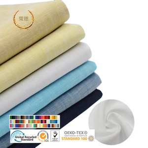 Couleur riche printemps été mince confortable couleur Pure Ramie coton tissu tissé fil-teint chemise tissu pur lin tissu - Product Image 1