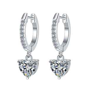 Certified VVS1 Moissanite S925 Sterling <b>Silver</b> <b>Earrings</b> Heart Diamond <b>Studs</b> Flower Shape Fine Jewelry 1CT2 Wedding Gift Pair <b>Set</b> - Product Image 4