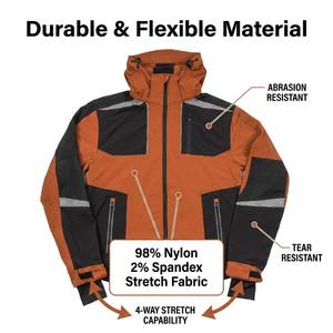<span class=keywords><strong>Ropa</strong></span> de Montañismo Impermeable y Cortavientos de Alto Rendimiento, Chaqueta de Escalada con Capucha Ajustable y Banda Reflectante de Calor - Product Image 2