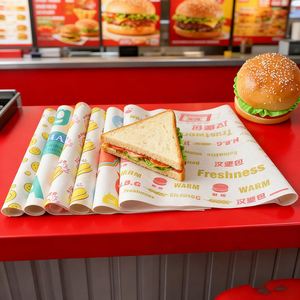 Hamburger <b>Paper</b> Wax <b>Paper</b> Food Grade Sandwich <b>Paper</b> Custom Logo Greaseproof Baking Chicken Roll Kitchen - Product Image 6