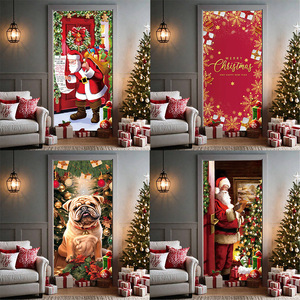 Tapiz de Puerta para Exteriores con Diseño de <span class=keywords><strong>Anime</strong></span> Personalizable, de Poliéster y Terileno, con Fondo Navideño, para Envío Directo - Product Image 1