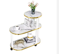 YISI Nordic Luxury Modern Metal Rock Plate Marble Pattern Small Coffee Living Room Furniture Set Side Table Easy Clean