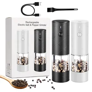Kitchen Gadgets USB One-touch automática Spice Pepper Mill Sal Elétrica e Pimenta Grinder Set