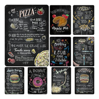 PIZZA Vintage Metallschild Pub Bar Restaurant Wanddekoration Blechschild HAMBURGER Wandplakette Essensschild Individuelles Schwarzes Metallschild