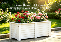 Jardinière extérieure en WPC (bois-plastique) de très grande taille, bac de plantation pour patio et jardin, pot de fleurs blanc extra-large