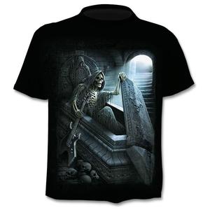T-Shirt con teschio 3D t-Shirt con grafica novità estiva stampa t-Shirt con teschio di moda per uomo t-Shirt a maniche corte stampate divertenti - Product Image 3
