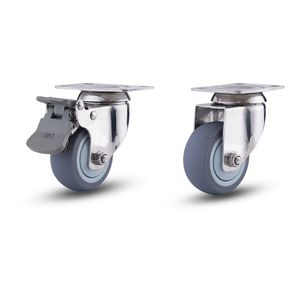 125mm Gummi rad rolle 5 Zoll Edelstahl gabel <span class=keywords><strong>TPR</strong></span> Rad rolle mit Bremse - Product Image 3