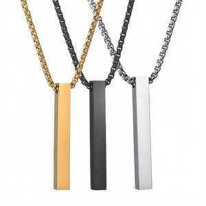 Collier avec pendentif vierge en acier inoxydable 304, plaqué or 18 carats PVD, étanche, gravure laser personnalisée de nom ou logo, bijoux personnalisés - Product Image 2
