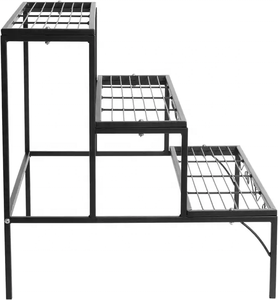 3 단 블랙 실내 야외 금속 계단 단계 스타일 코너 금속 식물 스탠드 실내 식물 스탠드 - Product Image 3