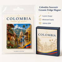 Aimant de réfrigérateur en céramique souvenir de la Colombie, aimant carré avec impression artistique des monuments de la ville, cadeau touristique, OEM ODM personnalisé, vente en gros