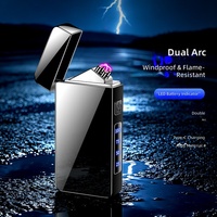 Nouveau Briquet en Plastique Double Flamme Coupe-Vent le Plus Vendu avec Indicateur LED de Batterie, Recharge Type-C, Idéal pour les Affaires
