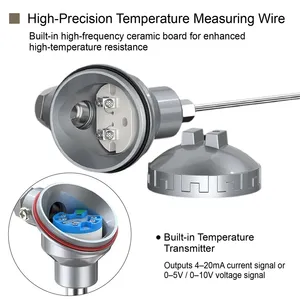 เทอร์โมคัปเปิลชนิด K <span class=keywords><strong>PT100</strong></span> RTD เซ็นเซอร์วัดอุณหภูมิ WRNK-131 หัววัดแบบโค้งงอได้ หุ้มเกราะ ทนทาน ใช้งานในอุตสาหกรรม ทำจากสแตนเลส ทนอุณหภูมิสูง - Product Image 3