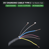 Kabel Pengisian Daya EV Baru Tipe 2 5x2.5+1x0.75 Mm2 Selubung Putih Perakitan Kabel Tiga Fasa
