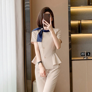 Women's Professional Suit Set Polyester Three-Quarter Sleeve Comfortable Workwear For Office And Beauty Salon Summer 2025 - Product Image 3