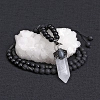 Vente en gros collier en pierre naturelle pierre de lave onyx collier de perles Labradorite cristal blanc breloque bijoux de guérison pour femmes hommes