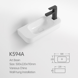 Lavabo de baño de mano <span class=keywords><strong>suspendido</strong></span> <span class=keywords><strong>pequeño</strong></span> para apartamento, lavabo de baño de cerámica colgado en la pared moderno - Product Image 3
