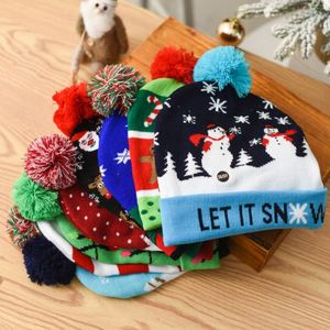 Listo para Enviar, Gran Venta, Nuevo Diseño, Regalos de Navidad, Decoraciones, Gorro de Santa Claus con Luces LED, Gorros Tejidos Cálidos de Invierno con Pompón - Product Image 3