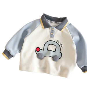 Camiseta de Manga Larga con Cuello Tipo Polo para Niños, Estilo Coreano, con Dibujo Animado de Auto, Primavera 2026 - Product Image 5
