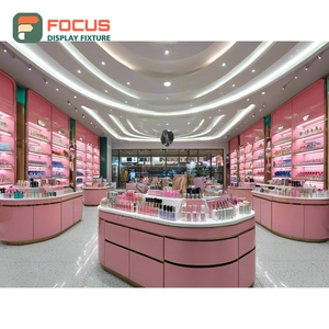 High Quality Retail Outlet Brushed Stainless Steel Wall Shelving One Stop Solution Cosmetic Shop Design - Product Image 2