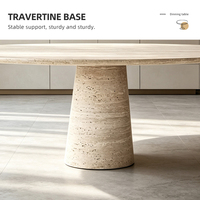 Table de salle à manger ronde en travertin naturel, table en pierre sur piétement, style côtier australien, luxe, robuste, anti-taches, table de patio, Australie