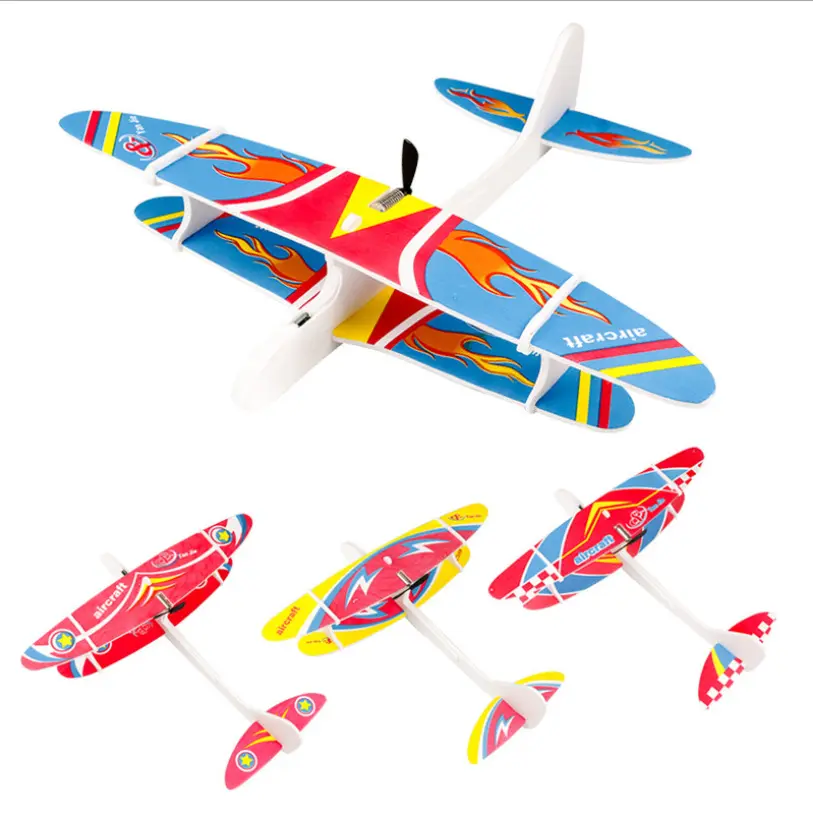 Electric foam glider charging hand throwing aircraft assembling gyro model children's toy model machine AG1351