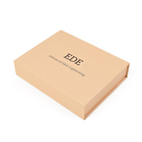Boîtes de rangement personnalisées pour kit de cils avec impression UV du logo, forme carrée beige-jaune, éponge à l'intérieur, emballage en carton pour cils