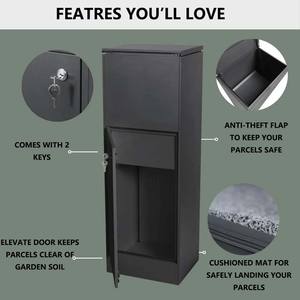 Boîte à <span class=keywords><strong>colis</strong></span> extérieure autoportante sécurisée et antivol, boîte <span class=keywords><strong>aux</strong></span> <span class=keywords><strong>lettres</strong></span> en métal pour jardin et usage domestique - Product Image 3