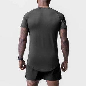 Color sólido cuello redondo manga corta hombres Casual manga raglán deportes Base camiseta - Product Image 2