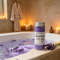 Garam Mandi Epsom Lintas Negara dengan Bunga Kering & Aroma Mint, Membersihkan & Menutrisi, Kristal untuk Mandi Kaki & Cuci Tubuh, Tersedia
