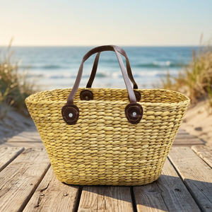 Oval Eco-Friendly Multi-Purpose Multifunctional Natural Color Durable Modern <b>Water</b> <b>Hyacinth</b> Handwoven Storage <b>Basket</b> - Product Image 4