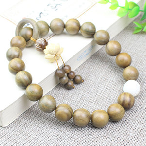 ลูกปัดไม้จันทน์เขียว 15 มม. ทรงกลม สำหรับทำสร้อยข้อมือ แพ็คใหญ่ - Product Image 1