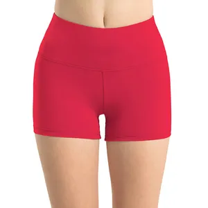 Vendita calda Logo personalizzato a vita alta palestra indossare sport Fitness rosso Yoga collant pantaloncini per le donne