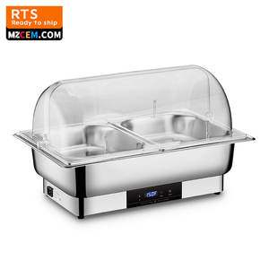 Calefacción eléctrica de acero inoxidable, lavabo de agua, estufa de Buffet, plato de frotamiento aislado de 9L, cubierta transparente para PC - Product Image 1