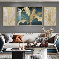 Peinture décorative pour salon de style moderne et minimaliste, idéale pour les projets hôteliers, triptyque mural de luxe léger, art mural en porcelaine cristalline