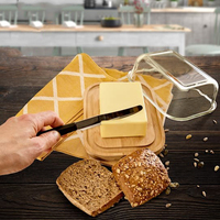 Réfrigérateur en bois fromage serveur stockage gardien plateau boîtes à fromage verre beurre plat récipient boîte avec couvercle en bambou acrylique