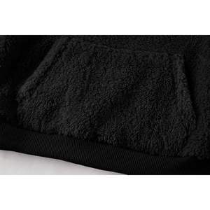 Sweats pulls Sherpa noirs pour filles enfants et bébés garçons-Tops chauds automne hiver avec poche avant col rond Design flou - Product Image 4