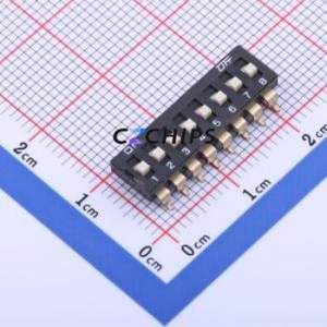 KH-10027B-SMT2.54-8P DIP Switch SMD-16P,6.3x21.3mm Switch Flat Toggle, Raised Type 9-Bit Gull Wing Type 2.54mm - Product Image 1