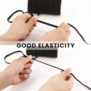 Stok pabrik grosir murah pita elastis kepang rajutan datar hitam putih 3mm 6mm 8mm 10mm bahan lateks elastis untuk garmen - Product Image 3