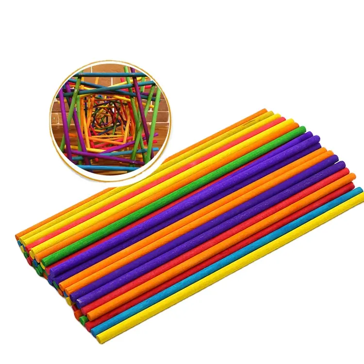 5.0x150mm colorato rotondo in legno craft sticks per chidren giocattoli fai da te