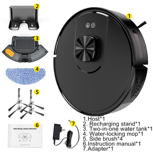 Aspiradora Robótica Inteligente para el Hogar <span class=keywords><strong>con</strong></span> <span class=keywords><strong>Sensor</strong></span> de Distancia LDS, Limpieza de Pisos Secos y Húmedos, Control Remoto por Aplicación, Barredora Eléctrica - Product Image 2