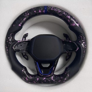 Volant de course sport en cuir forgé et fibre de carbone, chauffant, avec lumières de changement de vitesse LED rouges, compatible VW CC <span class=keywords><strong>Golf</strong></span> <span class=keywords><strong>GTI</strong></span>/R MQB Evo, montage direct - Product Image 1