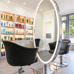Estación de Peluquería de Lujo de Una Sola Cara, Muebles de Salón, Espejo de Estilismo Plateado con Iluminación LED - Product Image 2