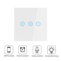 Interrupteur intelligent pour panneau lumineux EU/UK, compatible Tuya, avec variateur de lumière, contrôle sans fil Wifi, commande via l'application Tuya, fonctionne avec Alexa et Google Home