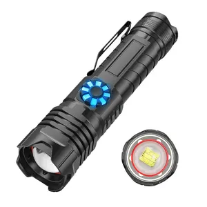 Heytorch personnalisé haute puissance Zoom lampe torche LED lumière LED Long faisceau torche 10km USB lampe de poche rechargeable