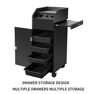 Carrello da barbiere nero con serratura per mobili economici all'ingrosso con ruote carrello per parrucchiere di bellezza - Product Image 5