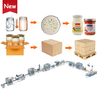 Ligne d'emballage de boîtes en carton ondulé pour pot de sauce sésame ail chili automatique Ligne de machines de remplissage de bouteilles en verre