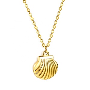 Delicate Fashion 18K <b>Gold</b> Plated Stainless Steel Chain Choker Seashell Jewelry <b>Simple</b> Shell Pendant <b>Necklace</b> for Women Girls - Product Image 3