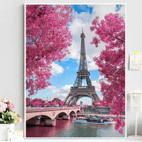 Moderne 5D DIY Tour Paysage Peinture Mur Toile Art Plein Foret Point De Croix Diamant Kits pour La Décoration Intérieure