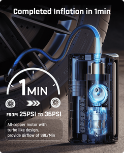 חוט & אלחוטי 2In1 עם 6000Mah סוללה צמיג Inflator מדחס אוויר קטן 12V Dc אוויר משאבת אוויר-מדחס מתנפח - Product Image 3