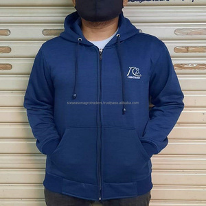 Sweat à capuche d'hiver Unisez ODM 340gsm durable en coton lourd avec fermeture éclair complète, logo brodé, motif noir coupé et cousu - Product Image 5